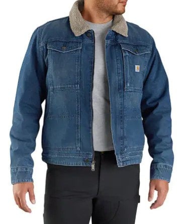 Carhartt Relaxed Fit Denim Sherpa Lined Jacket Warmer Bolt Ranch